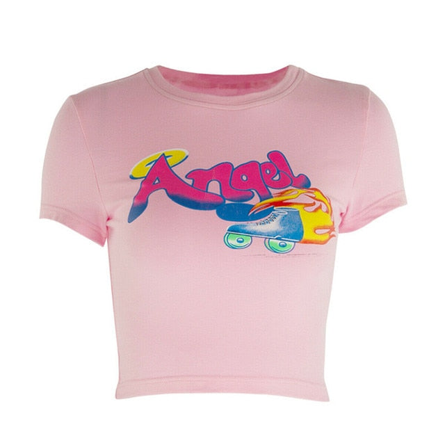 Angel Letter Printed Crop Top