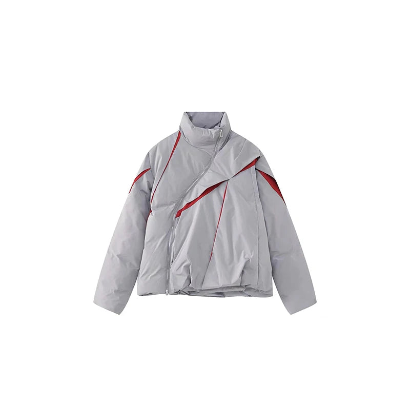 Asymmetrical Contrast Puffer Jacket