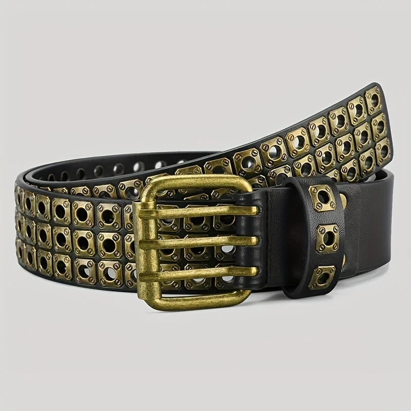 Double Row Needle Buckle Chain Belt
