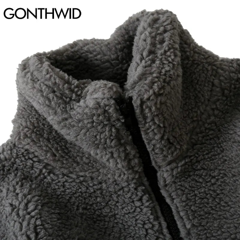 Minimalist Solid Colour Fleece Jacket