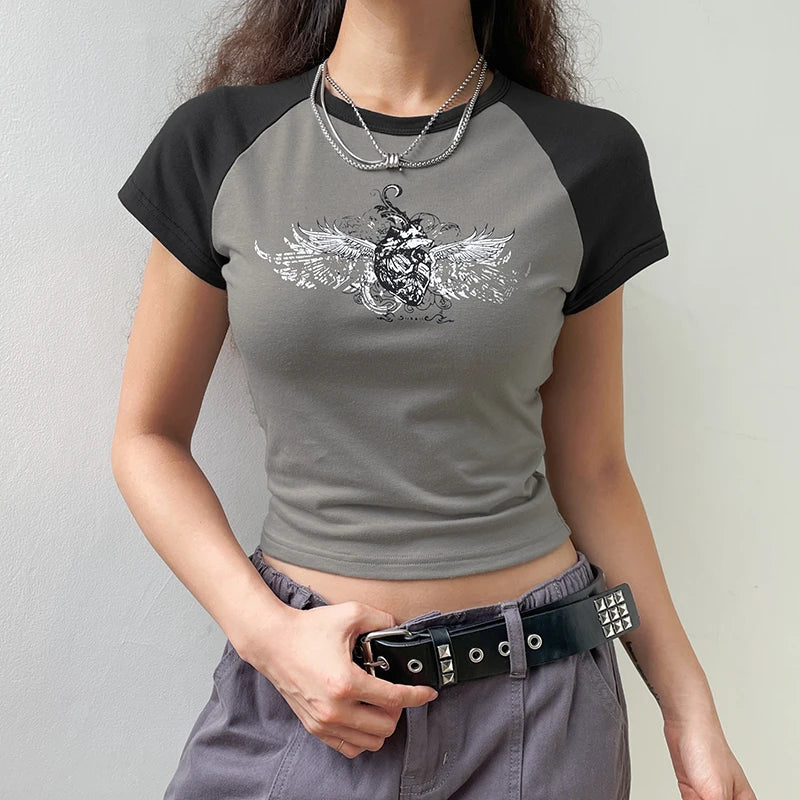 Goth Print Cropped Top