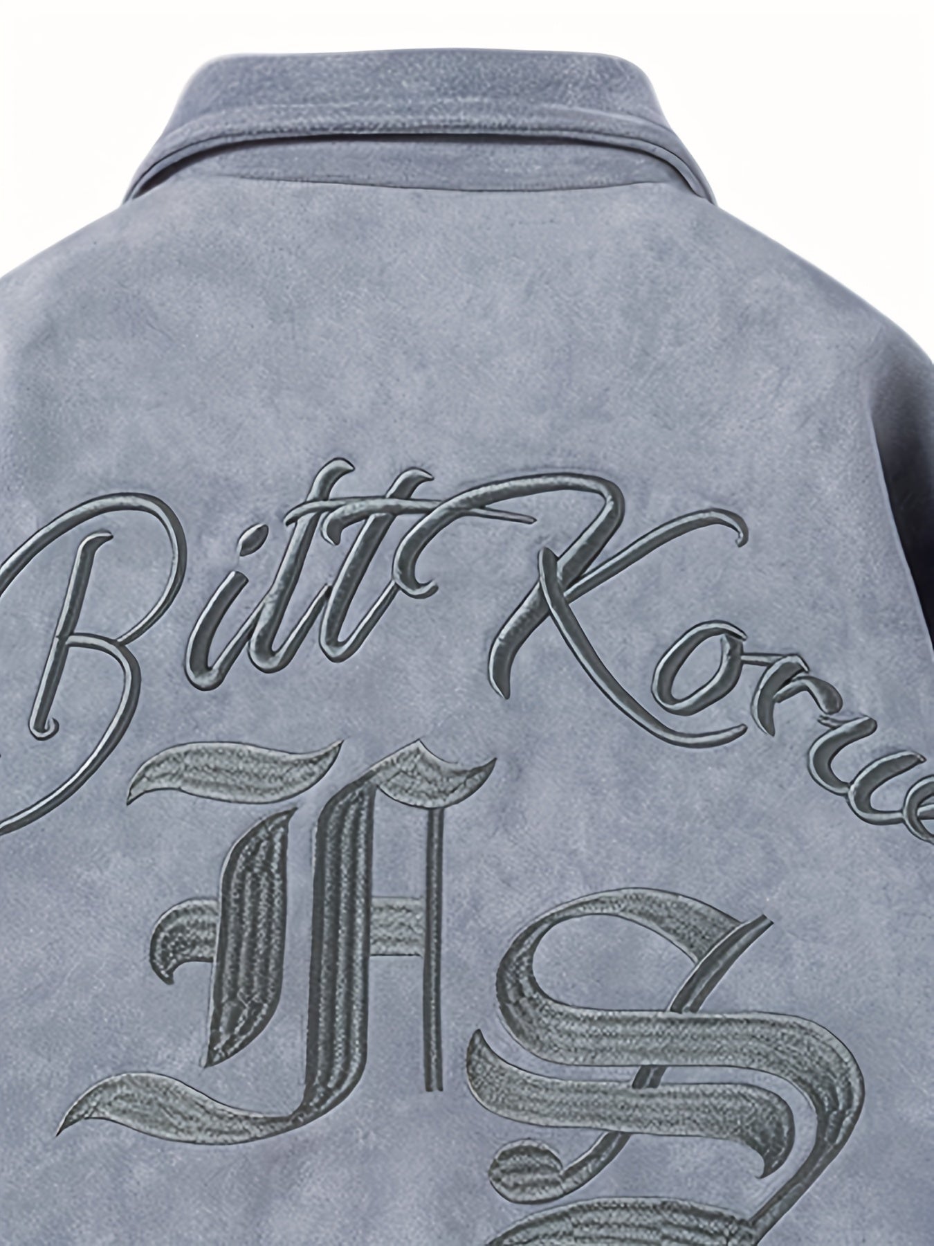 Suede Embroidered PU Leather Jacket