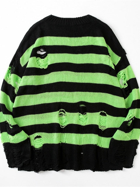 Women's Striped Sweater Y2K, Grunge - Tisso Clothing