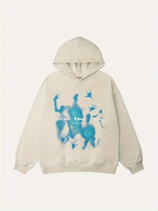 Graphic Print White Hoodie