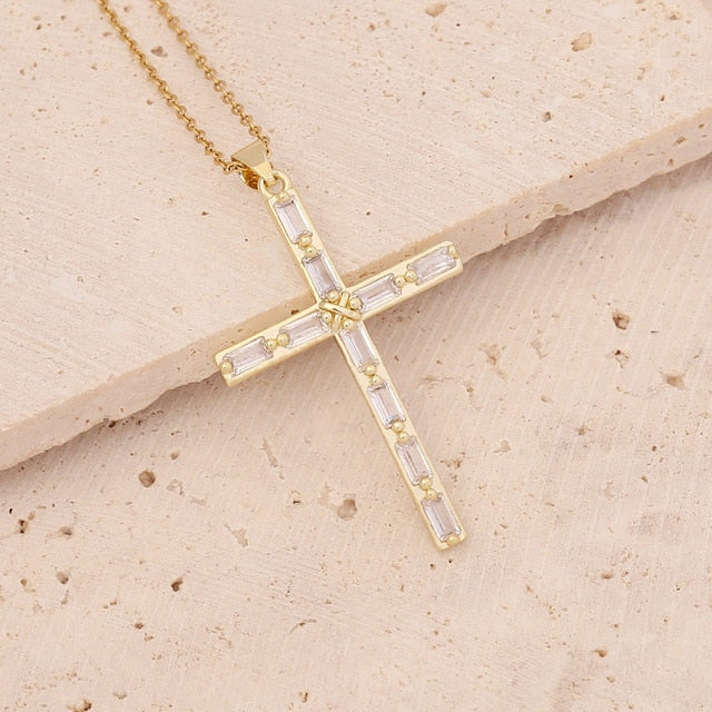 Gold and Silver Plated Cross Pendant Necklace