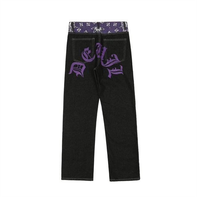Black Graphic Baggy Jeans