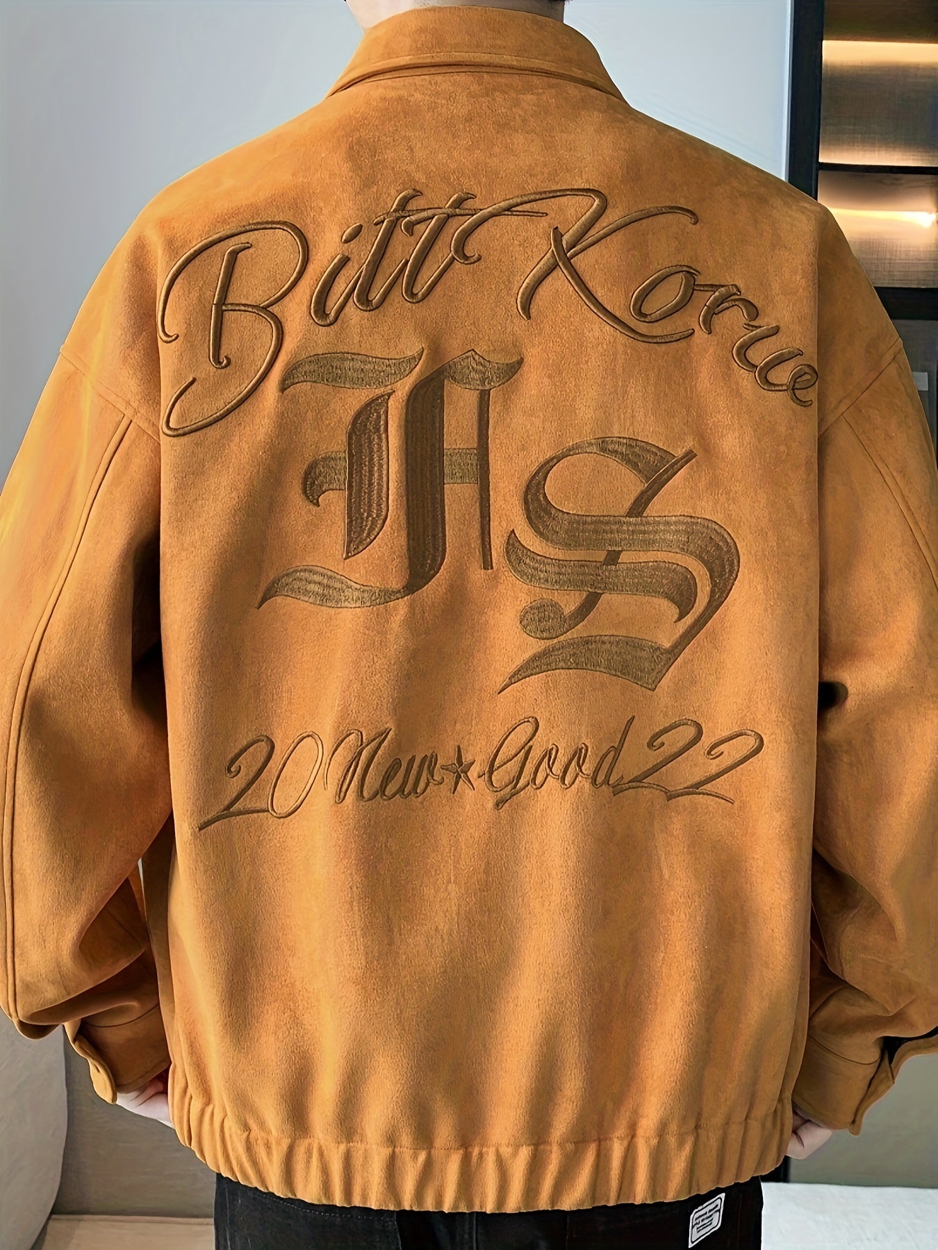 Suede Embroidered PU Leather Jacket