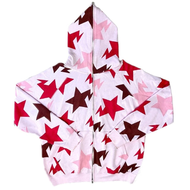 Zip Up Star Hoodie, Y2K - Tisso Clothing