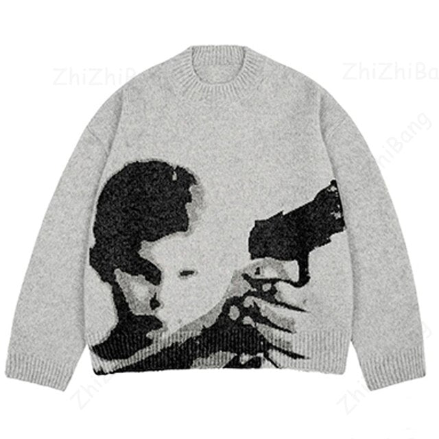 Japanese Print Knit Sweater - Tisso Clothing