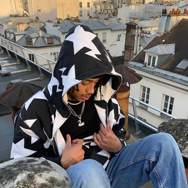 Zip Up Star Hoodie, Y2K - Tisso Clothing
