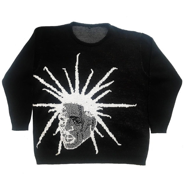 Unique Print Turtle Neck Knit Sweater - Tisso Clothing