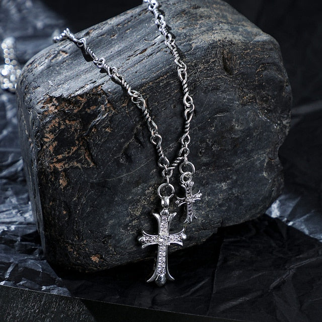 Gold and Silver Plated Cross Pendant Necklace