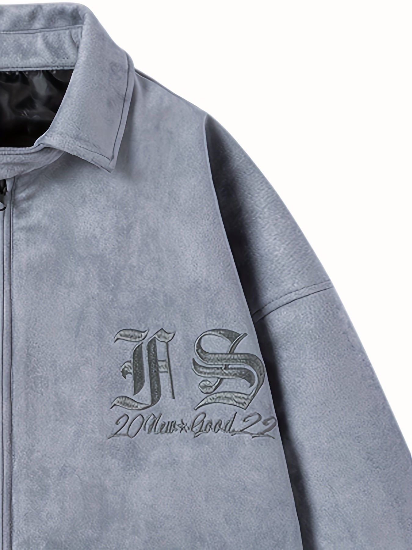 Suede Embroidered PU Leather Jacket