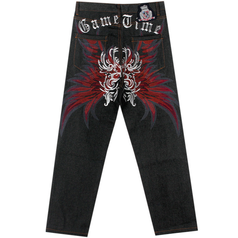 Embroidered Hip Hop Jeans