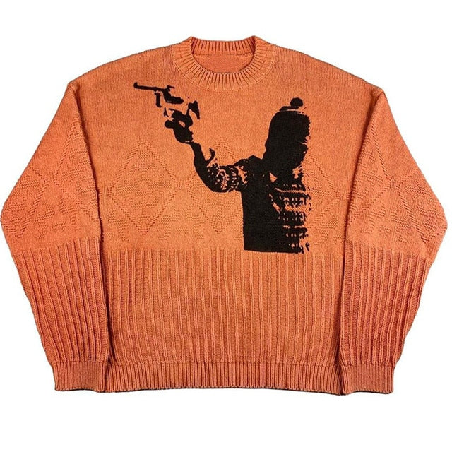 Unique Print Turtle Neck Knit Sweater - Tisso Clothing