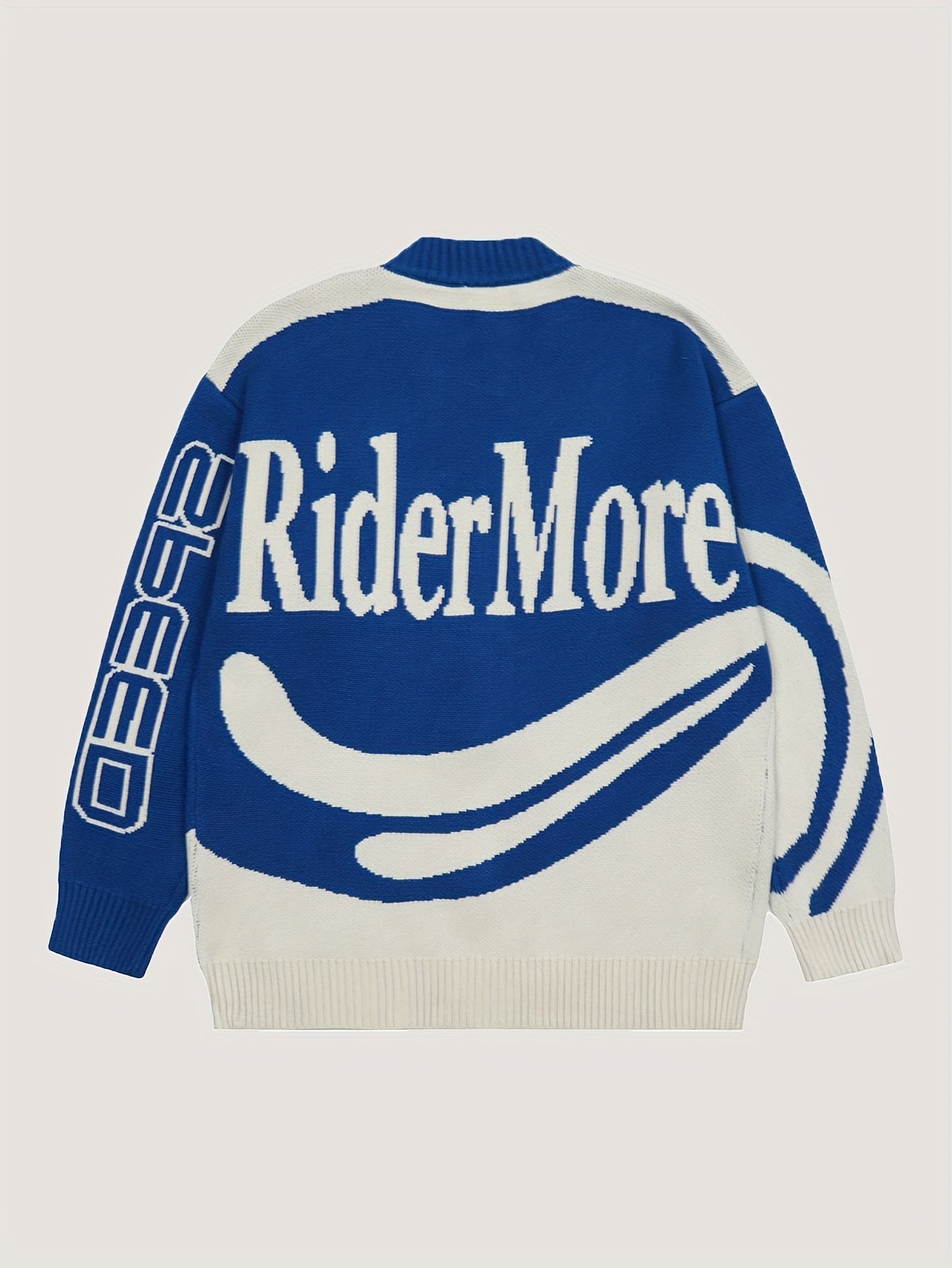 Retro "Ride More" Cardigan Zipper Knit