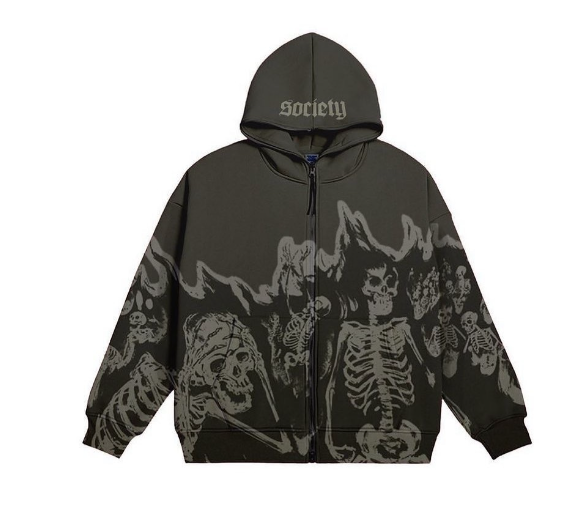 Streetwear Skull Print Hoodie - Tisso Clothing