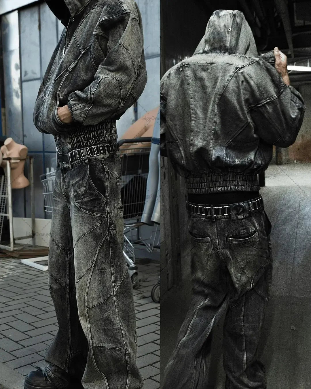 Destroyed Stitching Baggy Jeans