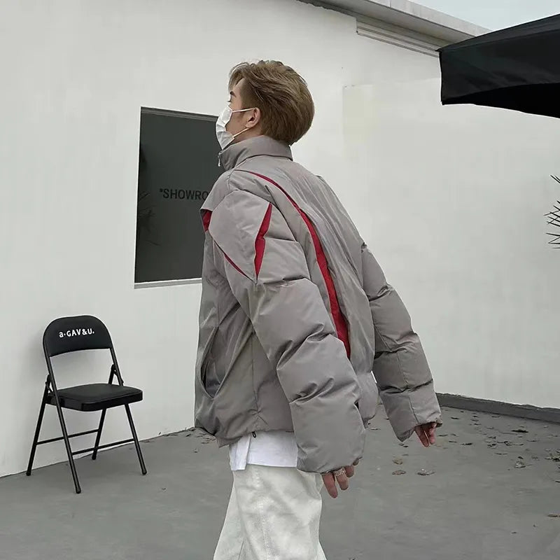 Asymmetrical Contrast Puffer Jacket