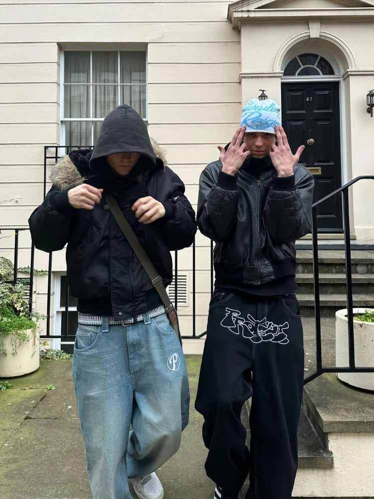 Embroidered Baggy Jeans