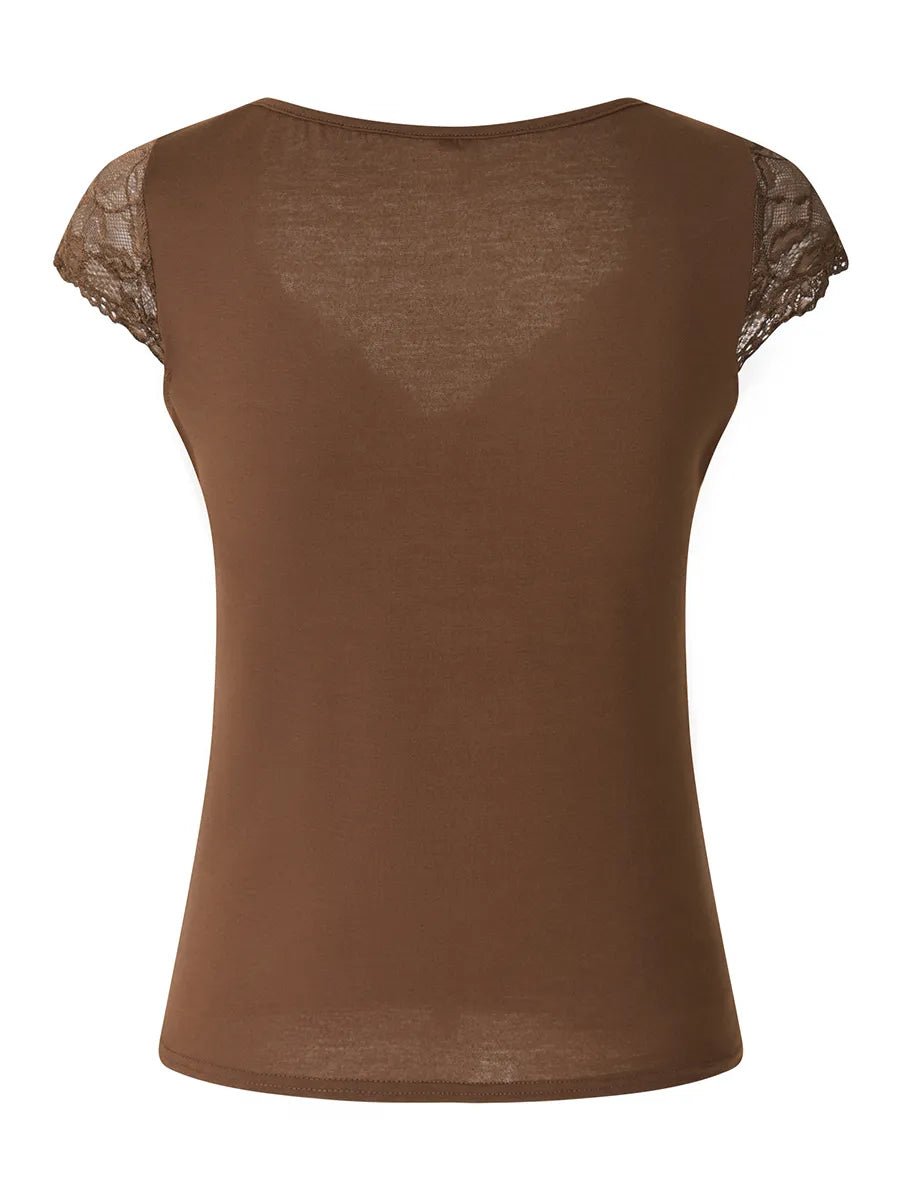 Fairy Laced Brown Cropped Top
