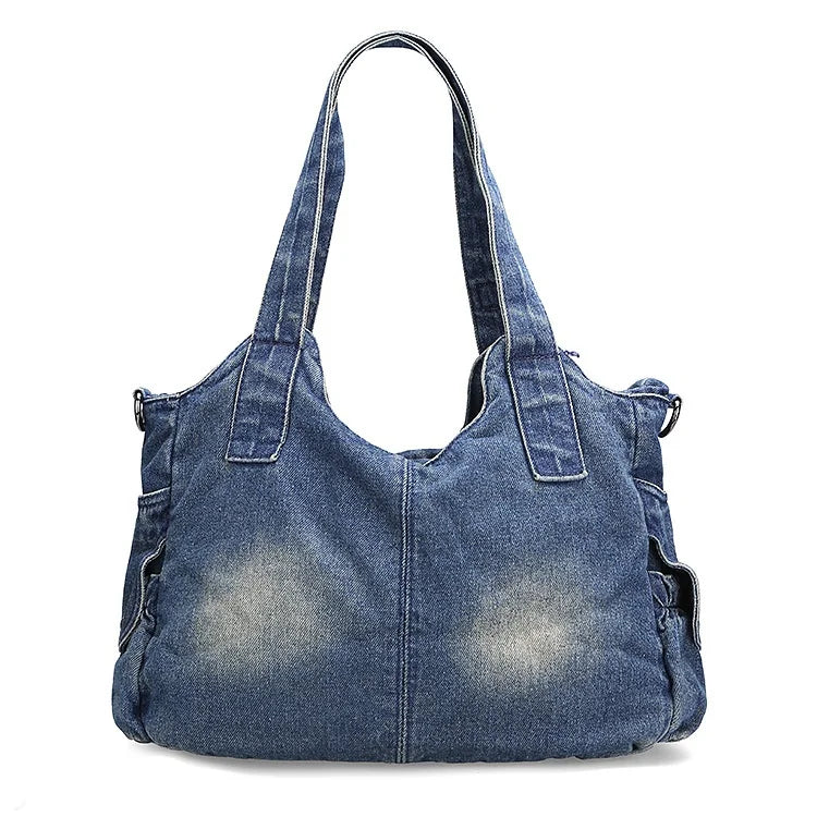 Denim Multi-Pocket Handbag