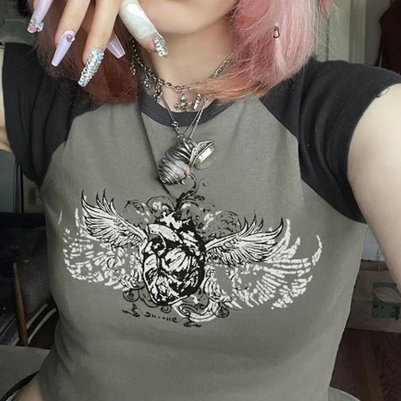 Goth Print Cropped Top