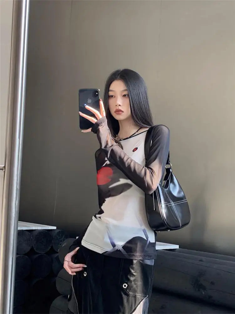 Long Sleeve See-through Top