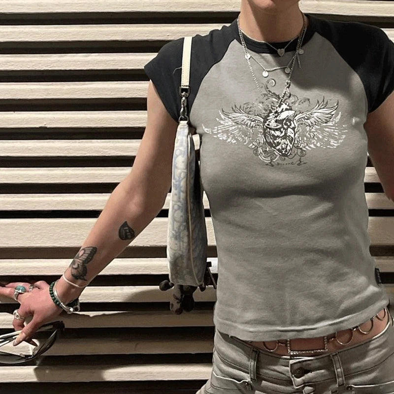 Goth Print Cropped Top