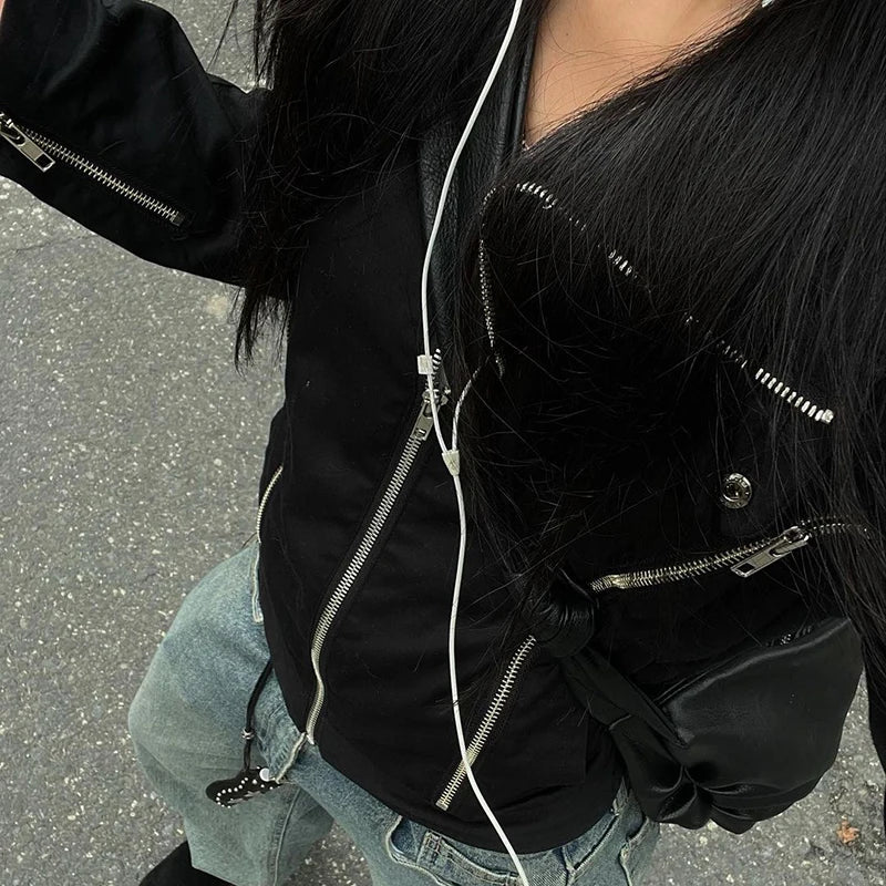Zip Up Vintage Leather Jacket