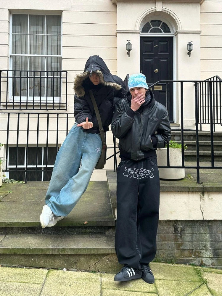 Embroidered Baggy Jeans