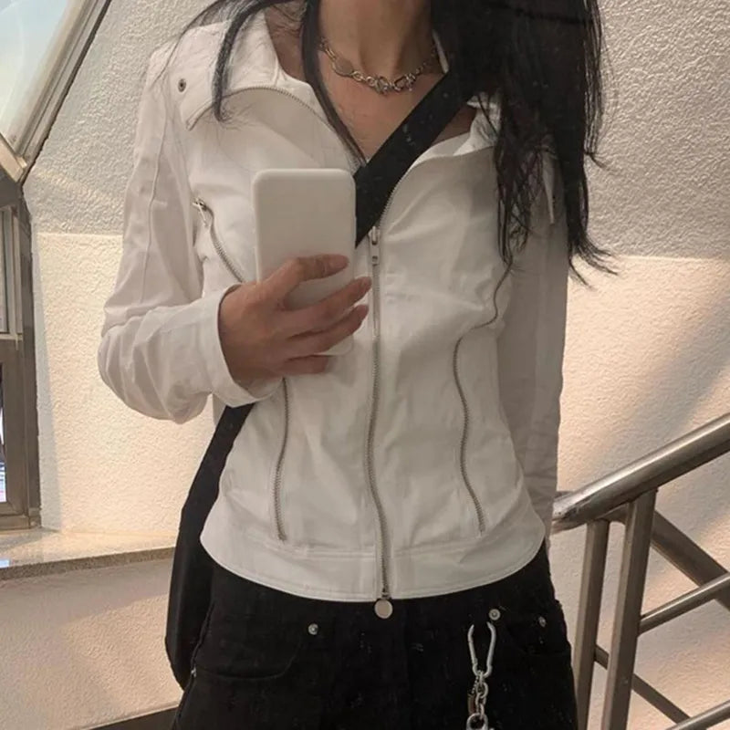 Zip Up Vintage Leather Jacket