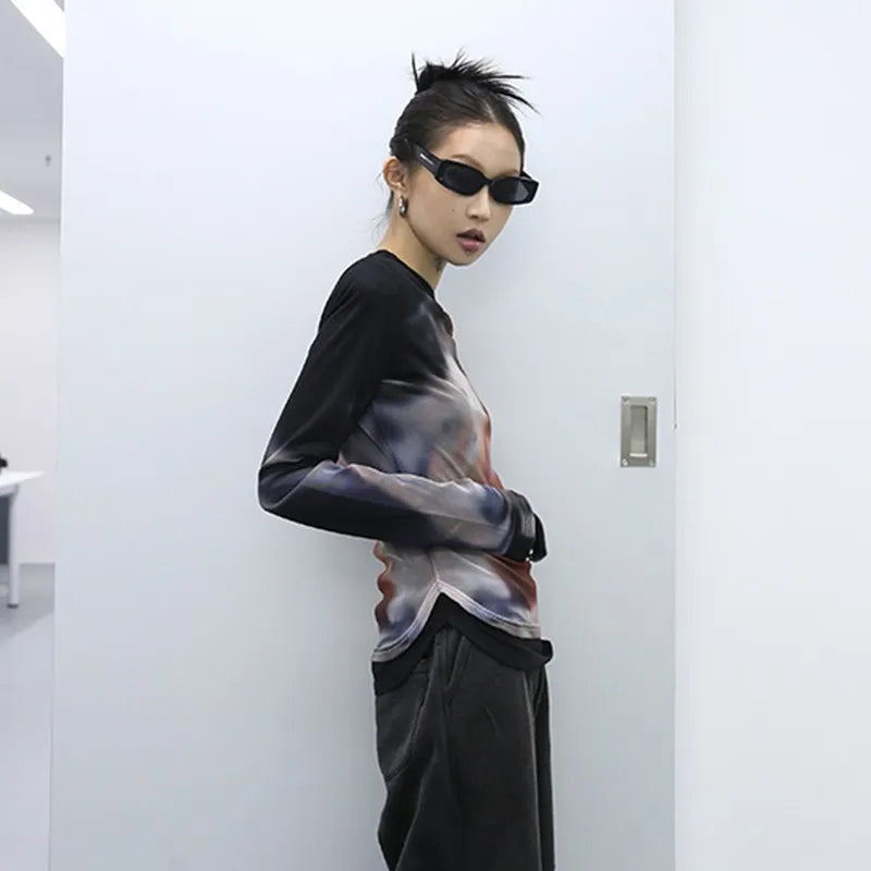 Cyber Mesh Long Sleeve Top
