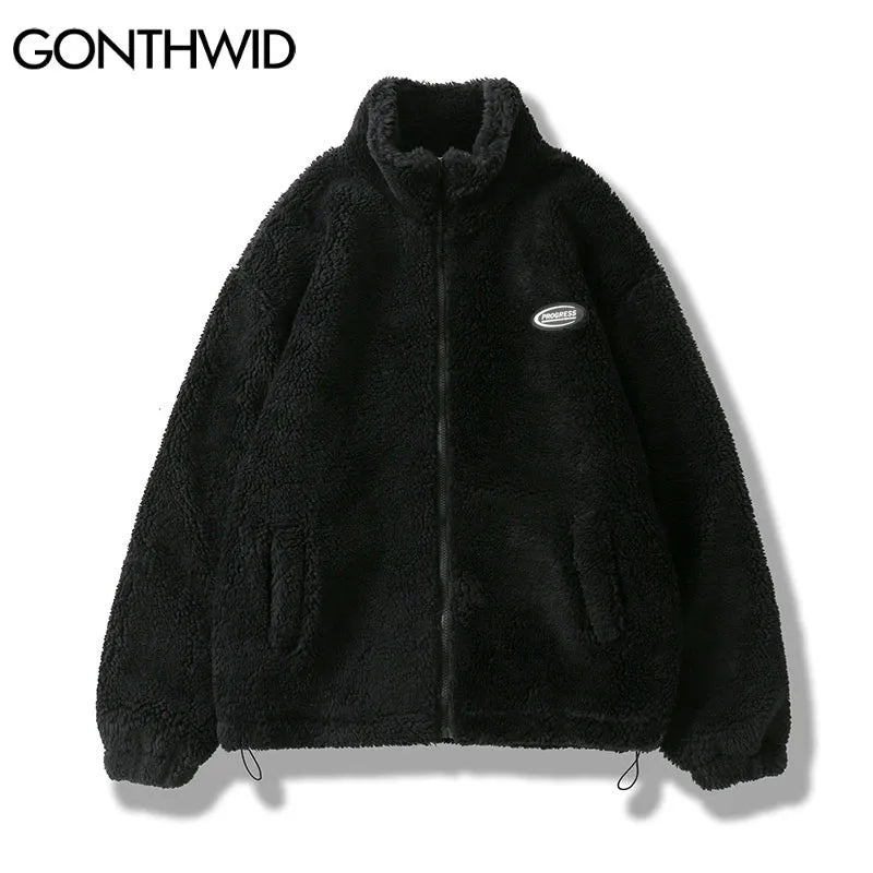 Minimalist Solid Colour Fleece Jacket