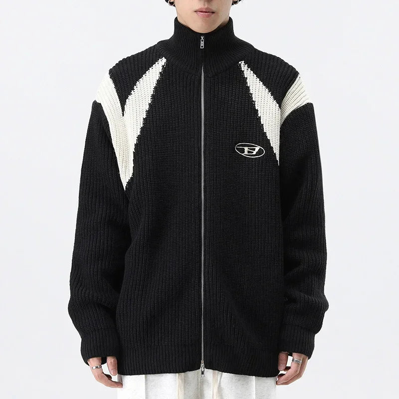 Retro Zip Up Cardigan Knit