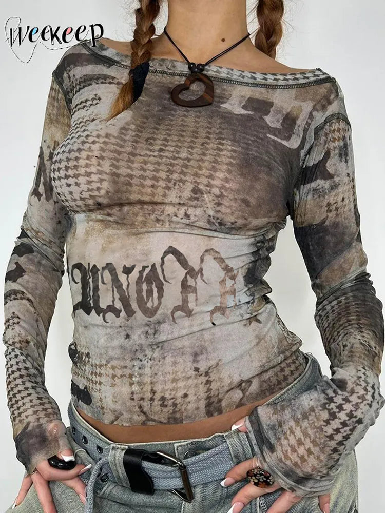 Grunge Mesh Longsleeve Top
