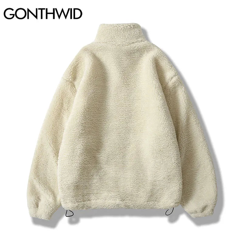 Minimalist Solid Colour Fleece Jacket