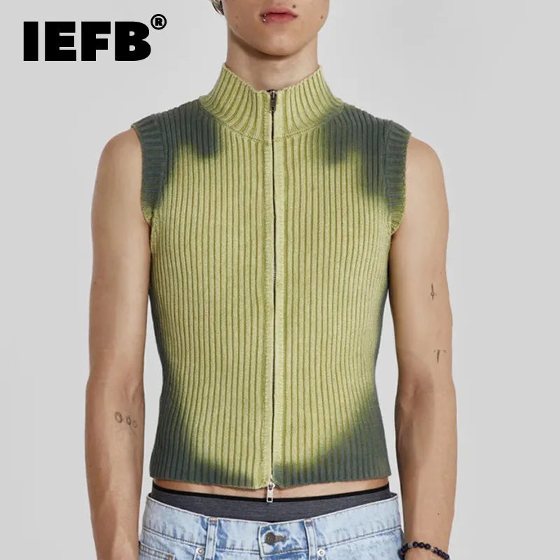 Turtle Neck Ombre Zipper Knit