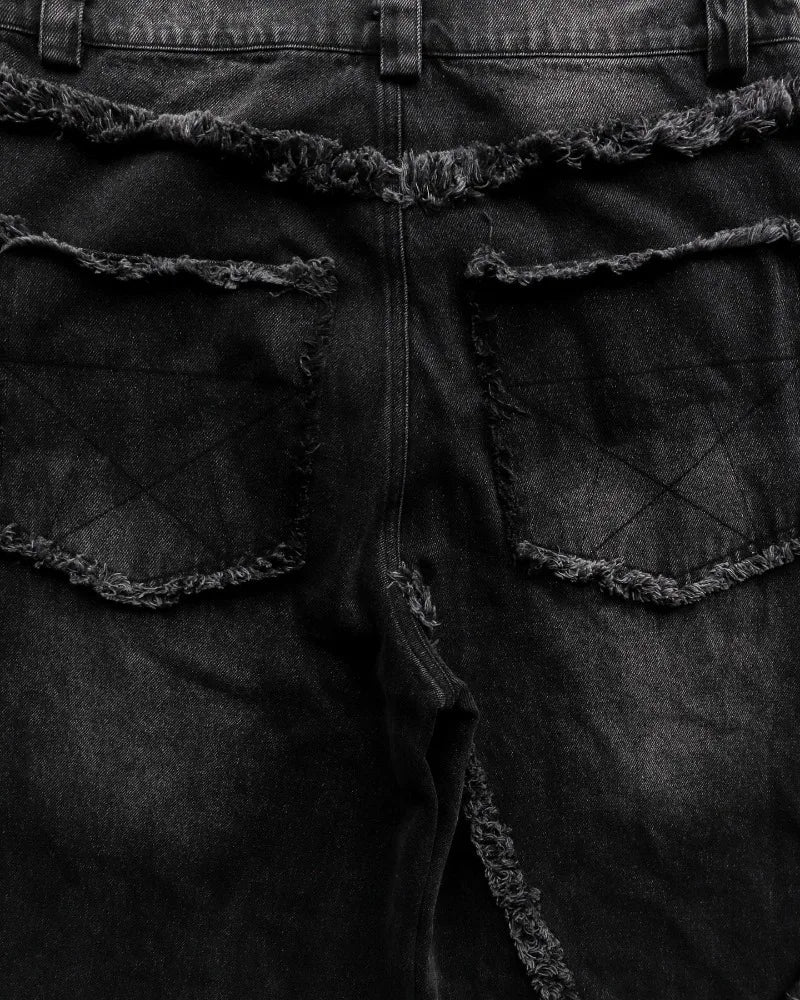 Disstresed Star Baggy Black Jeans