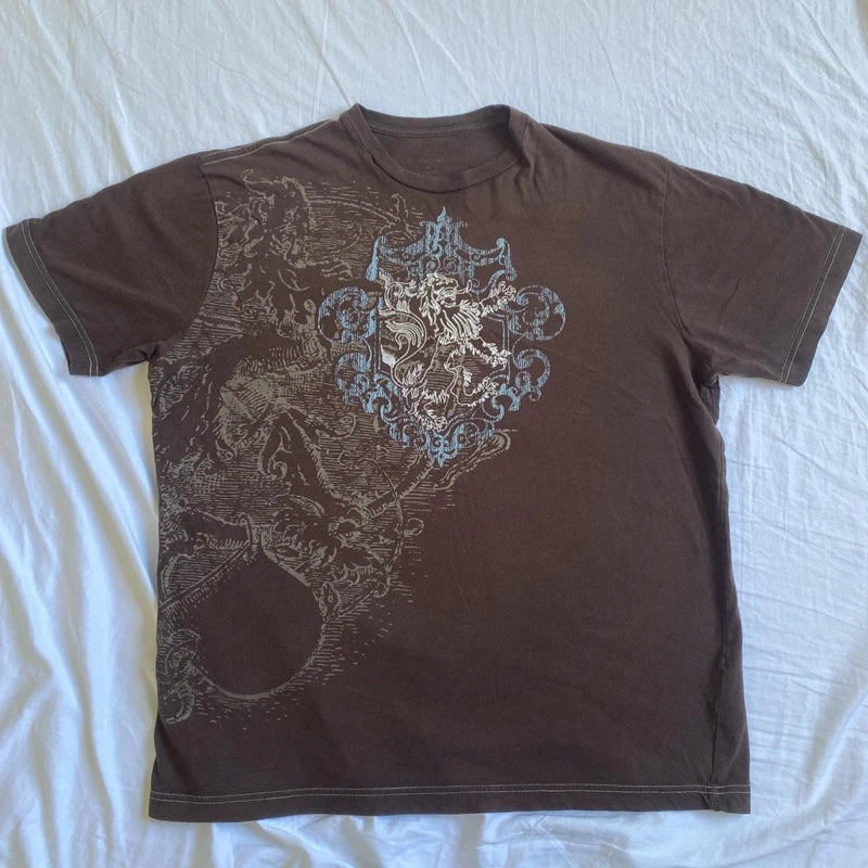 00s Retro Graphic Brown Tee