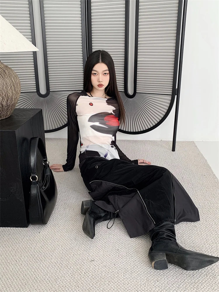 Long Sleeve See-through Top