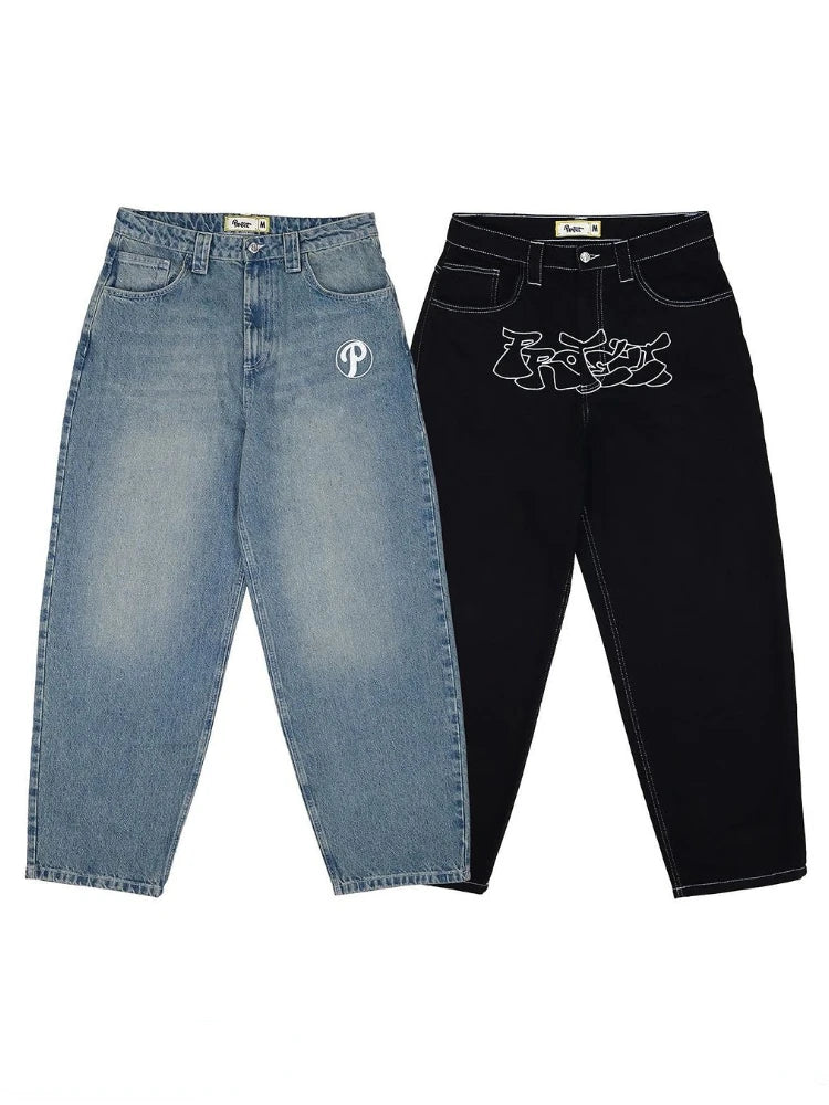 Embroidered Baggy Jeans