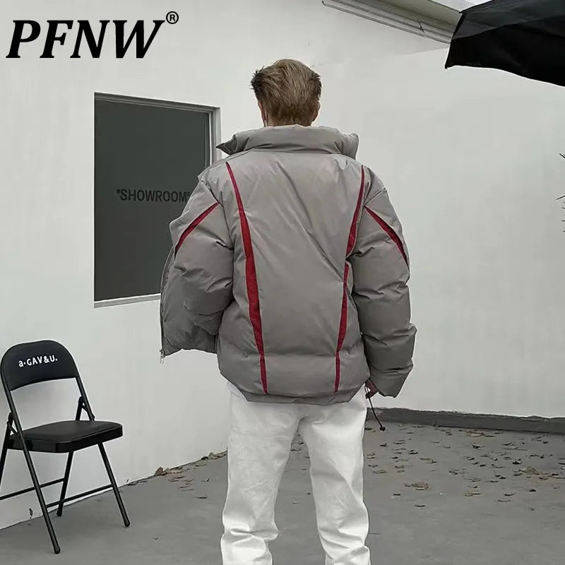 Asymmetrical Contrast Puffer Jacket