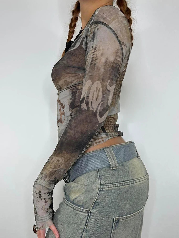 Grunge Mesh Longsleeve Top
