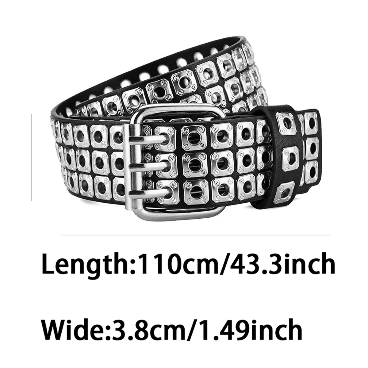 Double Row Needle Buckle Chain Belt