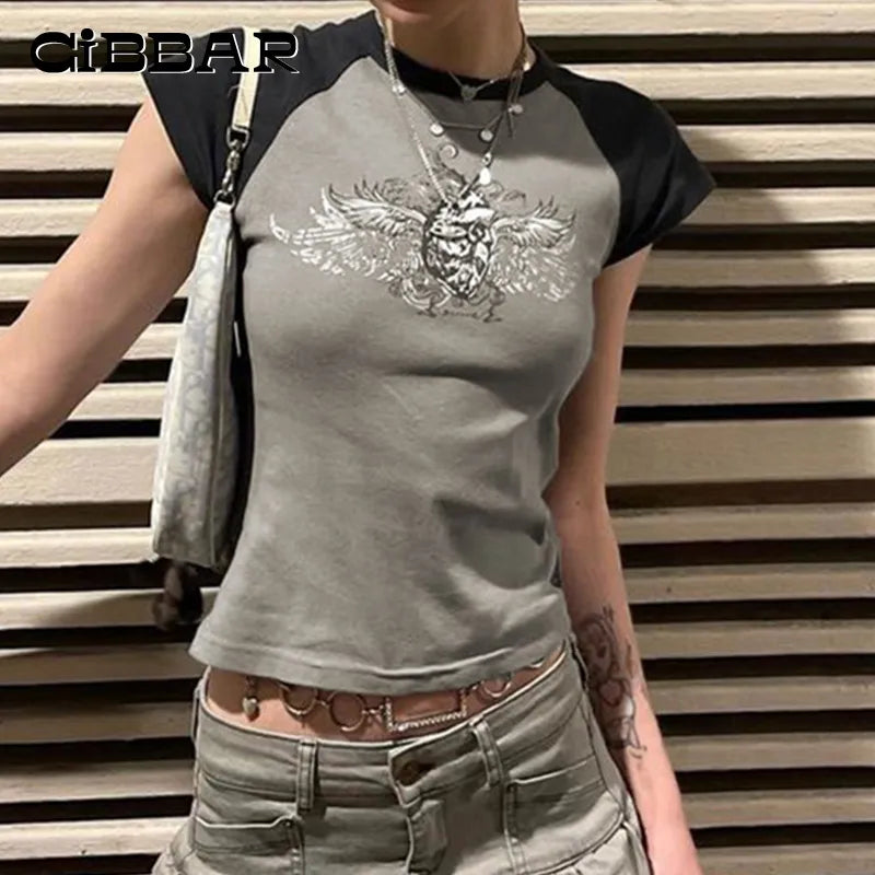 Goth Print Cropped Top