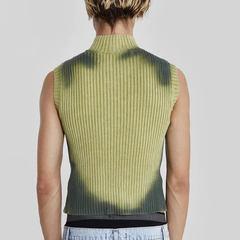 Turtle Neck Ombre Zipper Knit