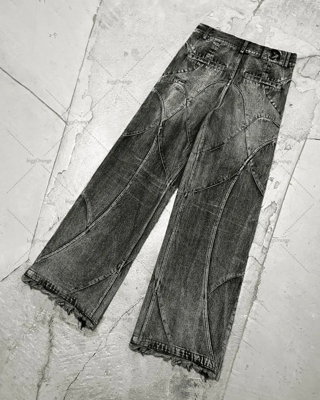 Destroyed Stitching Baggy Jeans