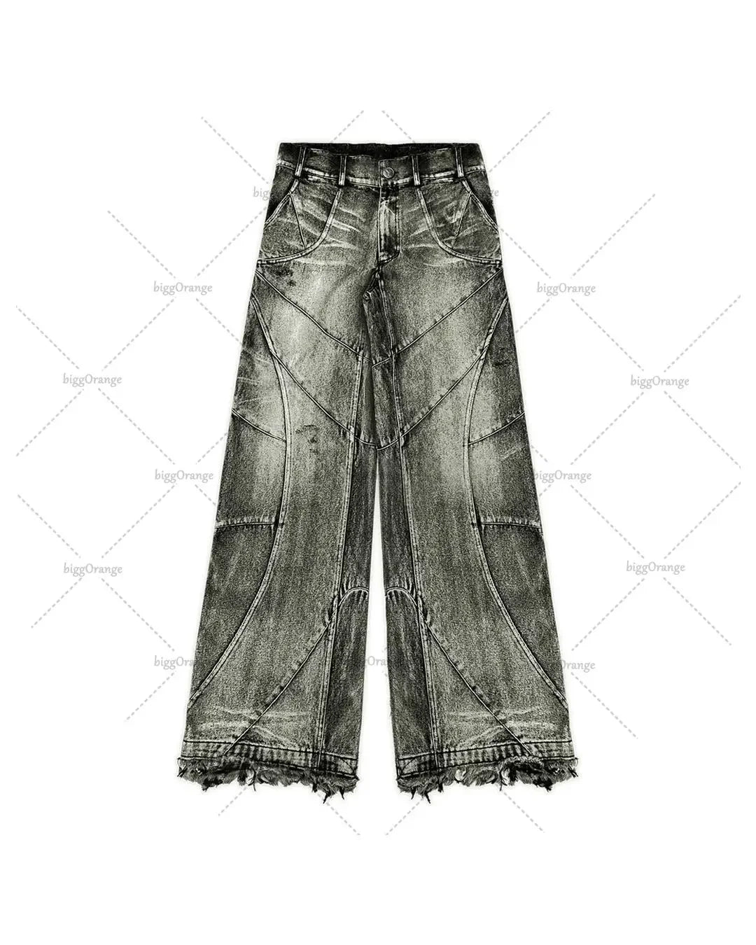 Destroyed Stitching Baggy Jeans
