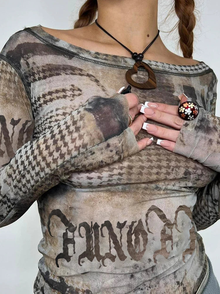 Grunge Mesh Longsleeve Top